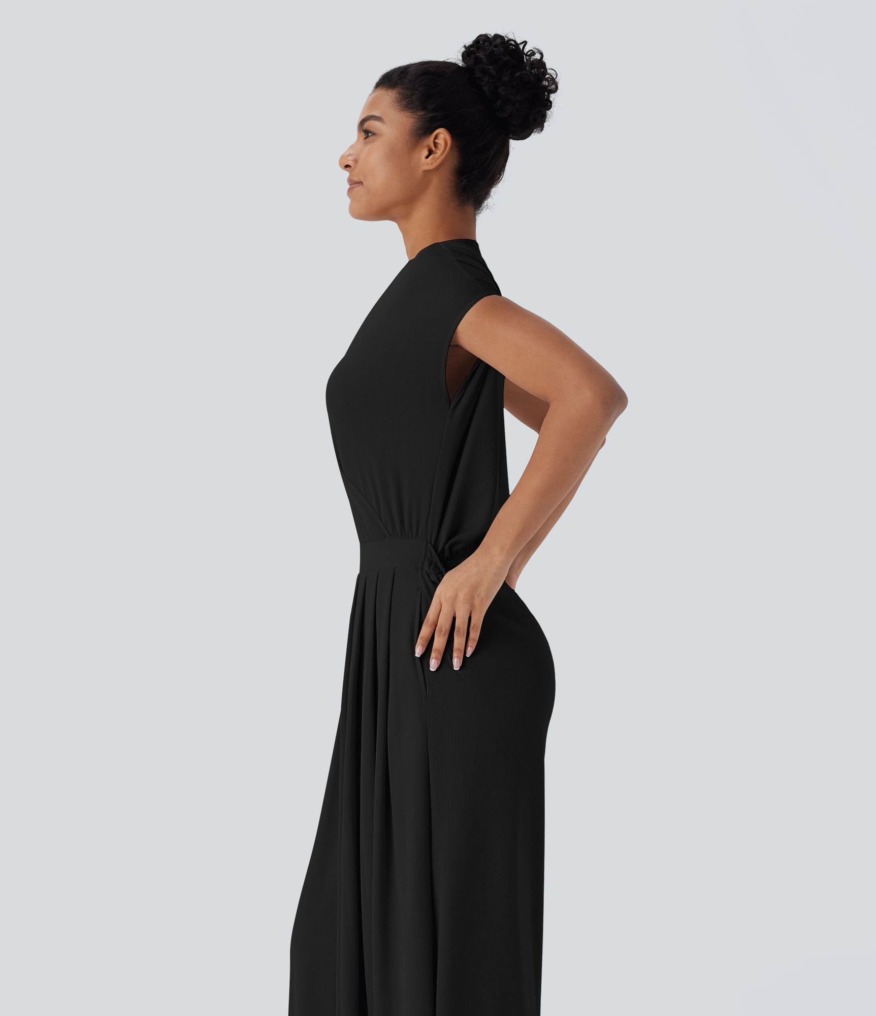 Combinaison col carré froncée avec cordon d'ajustement style paysanne poches latérales jambe large demoiselle d'honneur et invitée de mariage - Édition Easy Peasy