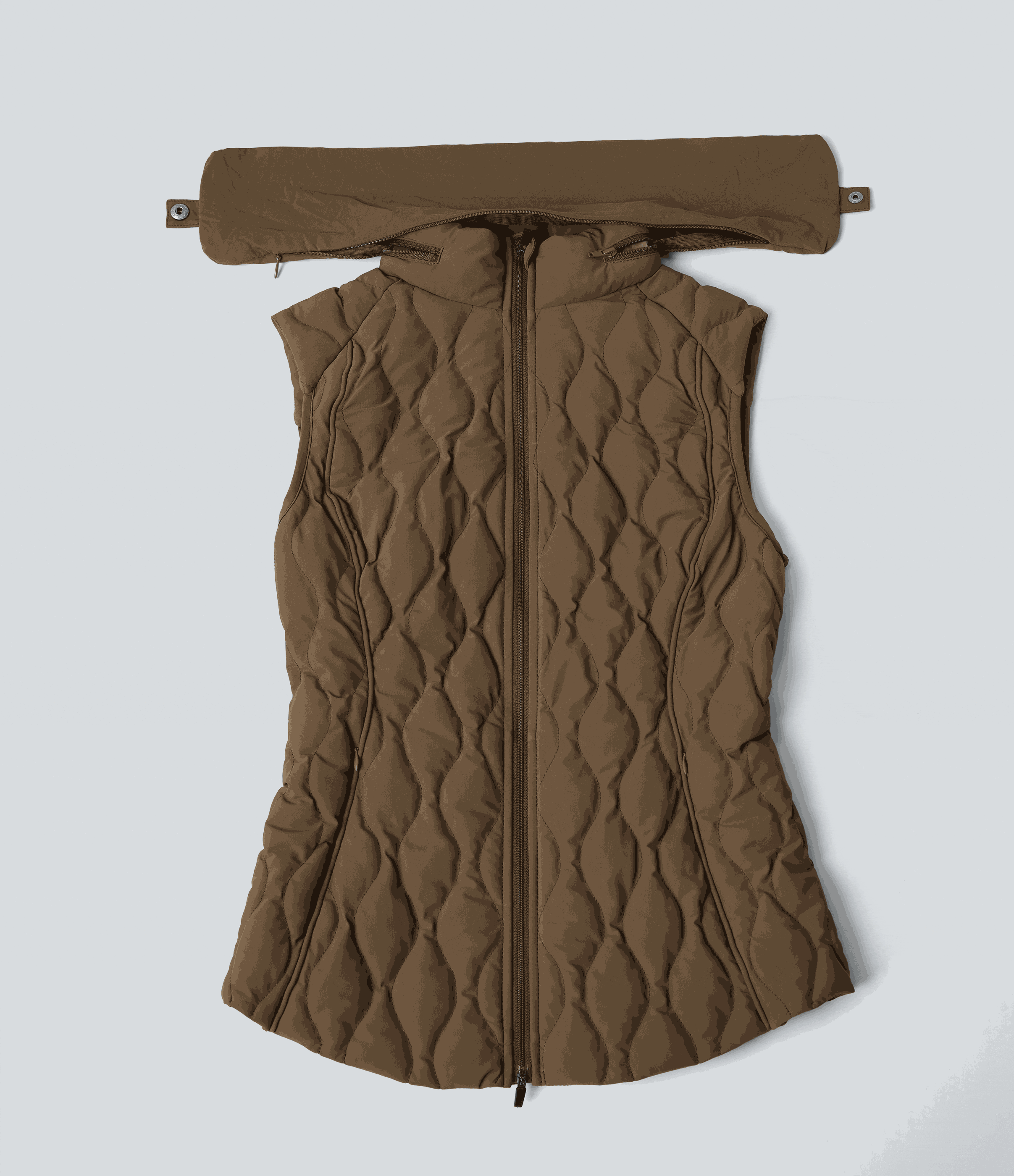 Gilet de running matelassé col montant zippé pliable avec poches