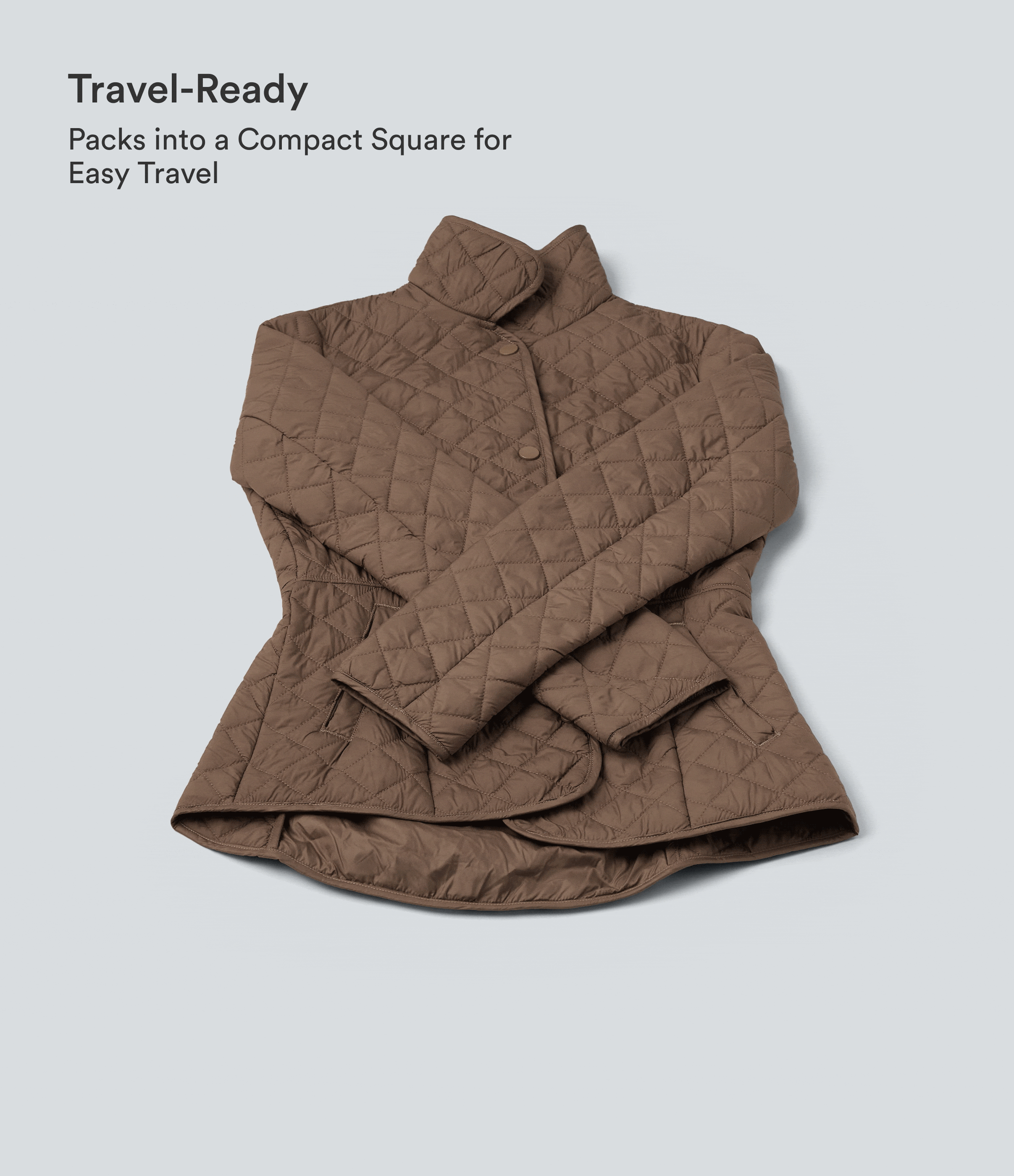 Packable Stand Collar Long Sleeve Zipper Casual Synthetic Down Jacket with Pockets