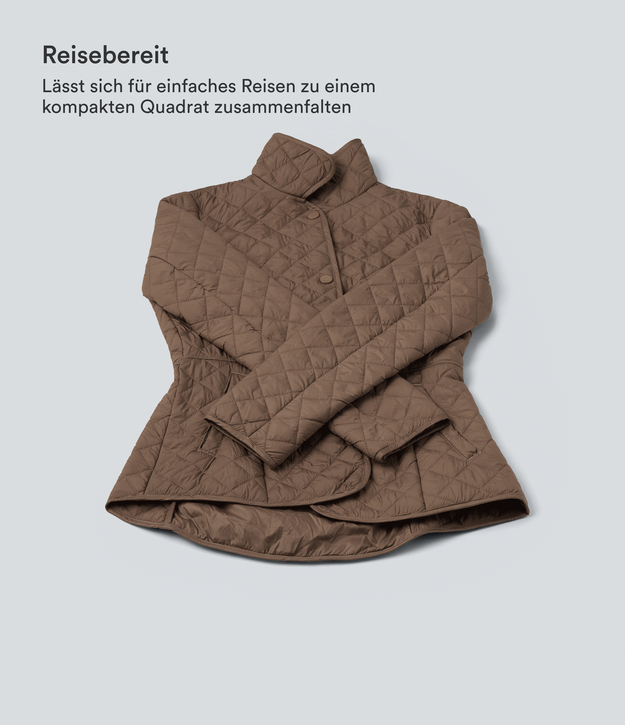 Lässige Kunstdaunenjacke mit Stehkragen, Seitentaschen, langen Ärmeln und Reißverschluss - verstaubar