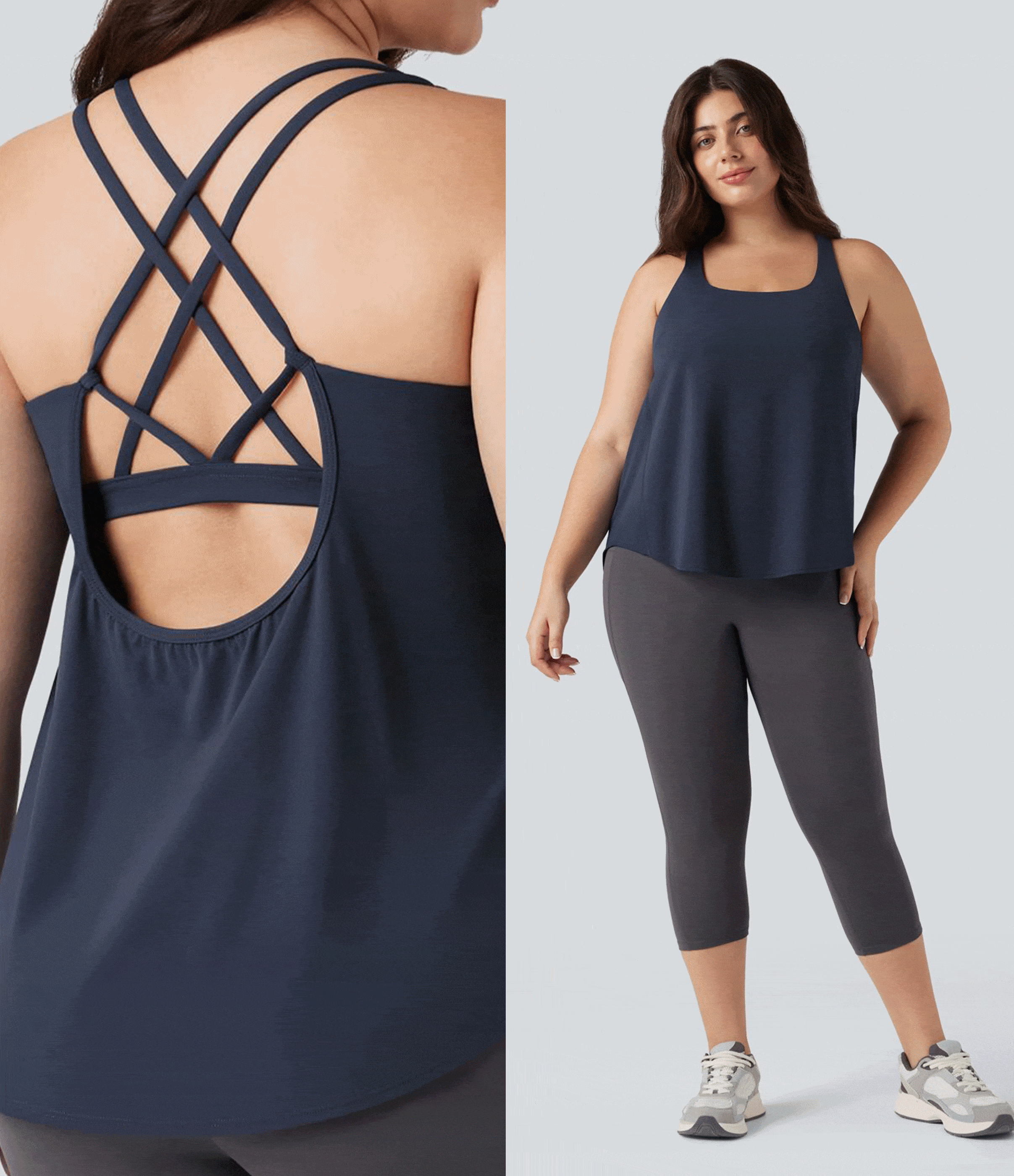 Plus Size Halara UltraSculpt™ Round Neck Curved Hem Running Tank Top