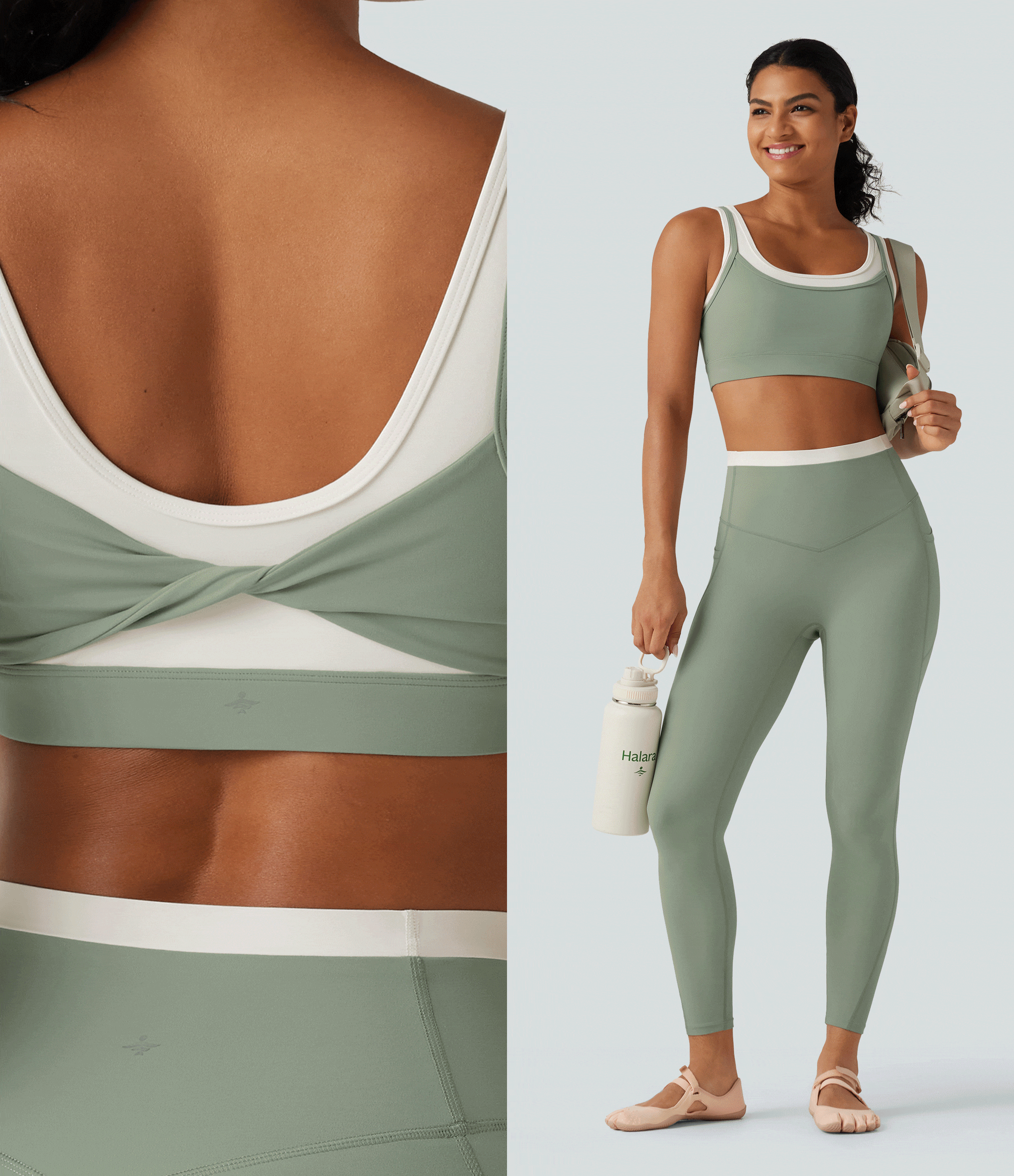 Halara UltraSculpt™ - Yoga-Sport-BH mit mittlerem Support, U-Ausschnitt, Farbblock und gedrehtem Design Halara UltraSculpt™ - Yoga-Sport-BH mit mittlerem Support, U-Ausschnitt, Farbblock und gedrehtem Design